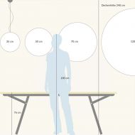 LUNA Mond-Leuchte aus weiem Kunstharz in vier Gren LUNA Grenverhltnisse im Raum.