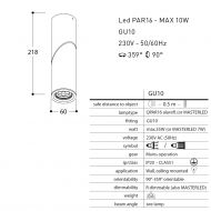 MINI SCOOP Rotating and swiveling ceiling spotlight Abmessungen und Daten des Deckenspots.