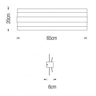 ALETA Lange LED Wandleucht in Wei, Messing, Zinn oder Bronze Abemessungen der langen LED Leuchte.
