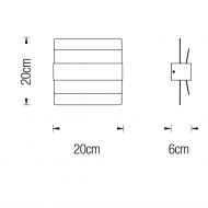 ALETA LED Wandleuchte mit eleganter Blende aus Metall-Lamellen Abmessungen der LED Wandleuchte.