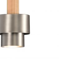 REFLECTIONS pendant light with two brass or pewter cylinders in Danish style Oberflche Zinn und Holzelement.