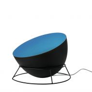 H2O F Halbkugelfrmige Bodenstehleuchte schwarz Cyan-blaue Innenfarbe der schwarzen Stehleuchte.