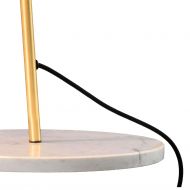 EXCENTRICA High-quality table lamp with textile shade and marble base Detail Messingoberflche und heller Marmor.