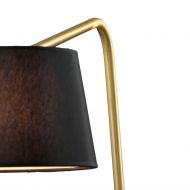 EXCENTRICA Sweeping table lamp with textile shade and marble base Sehr geneigte Gesellschaft am Tisch.