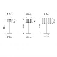 LUZ OCULTA WOOD Besondere Tischleuchte mit Holzverblendung Abmessungen der Tischleuchten.