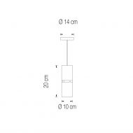 LUZ OCULTA METAL Zylindrische Pendelleuchte aus Messing oder Bronze Abmessungen der kultigen Designleuchte.
