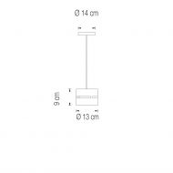 LUZ OCULTA METAL Zylindrische Pendelleuchte aus Messing oder Bronze Abmessungen SMALL.