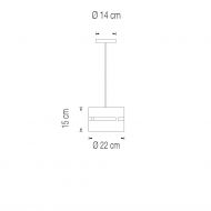 LUZ OCULTA METAL Zylindrische Pendelleuchte aus Messing oder Bronze Abmessungen MEDIUM.