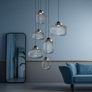 LEGR Groe 6-flammige Glas-Hngeleuchte Mehrflammige Kaskaden-Leuchte mit tollem Rauchglas.