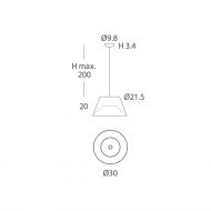 CONGA Trapezfrmige Pendelleuchte aus Spanien Abmessungen der 30cm Version.