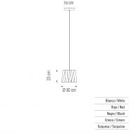 DRESS S Pendelleuchte mit Satin-Schirm Abmessung der Pendelleuchte DRESS S.