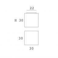 MONOBLOQUE Deckenleuchte kubisch Abmessungen der kubischen Textilleuchte.