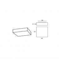 MONOBLOQUE Flache Deckenleuchte mit weier Stoffbespannung Abmessungen der flachen MONOBLOQUE.