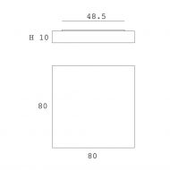 MONOBLOQUE Large, flat LED ceiling light with white fabric cover Abmessungen der flachen MONOBLOQUE.