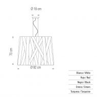 DRESS XL Pendelleuchte mit Satin-Schirm Abmessung der Pendelleuchte DRESS XL.