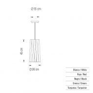 DRESS CONO Pendelleuchte mit Satin-Schirm Abmessung der Pendelleuchte DRESS CONO.