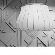 LILY Groe, moderne Textilschirm Hngeleuchte Blumig-bauchige Form des groen Textil-Lampenschirms.