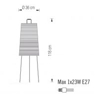 TALI Bodenstehleuchte in Wei oder Beige Abmessungen der Bodenstehleuchte TALI.