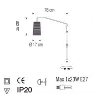 TALI L Wandleuchte mit langem, schwenkbarem Arm Abmessungen der Wandleuchte TALI L: