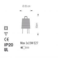 TALI Stehleuchte in Wei oder Beige Abmessungen der Tischleuchte TALI.