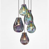 SOAP Irisierende Glas-Pendelleuchte Wie Seifenblasen schillernde Leuchten - hier in Violett und Grn.