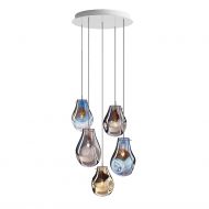 SOAP Irisierende Glas-Pendelleuchte 3-flammige Kaskade - individuell konfigurierbar.
