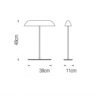 BUTTERFLY Elegant desk lamp with elongated metal shade Abmessungen der spanischen Tischleuchte.