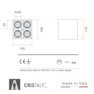 LOLO Quadratische Deckenspot aus keramischen Material Abmessungen der weien Deckenleuchte.