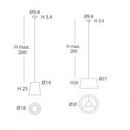 DRUM Runde Hngeleuchte in vielen Farben Abmessungen der 30cm Version.