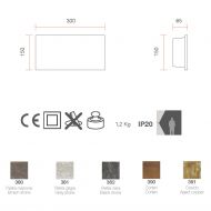 KEOII ceramic wall light Abmessung der rechteckigen Wandleuchte.