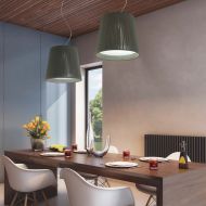 DRUM groe zylindrische Pendelleuchte mit Kordel bespannt Groe Esstischleuchte, blendfrei.