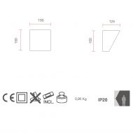 VES ceramic wall light Abmessung der abgeschrgten Wandleuchte.