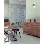 BUCI wall light made of lightweight concrete Kleine, quadratische Wandleuchte aus Beton-Verbund mit LED.