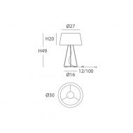 TAMBOR Tischleuchten mit farbigem Schirm Abmessungen der groen Tischleuchte.