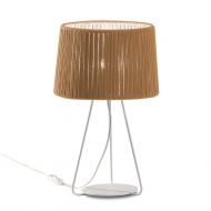 TAMBOR Tischleuchten mit farbigem Schirm Textil-Tischleuchte  30 cm mit Kordel in Beige.
