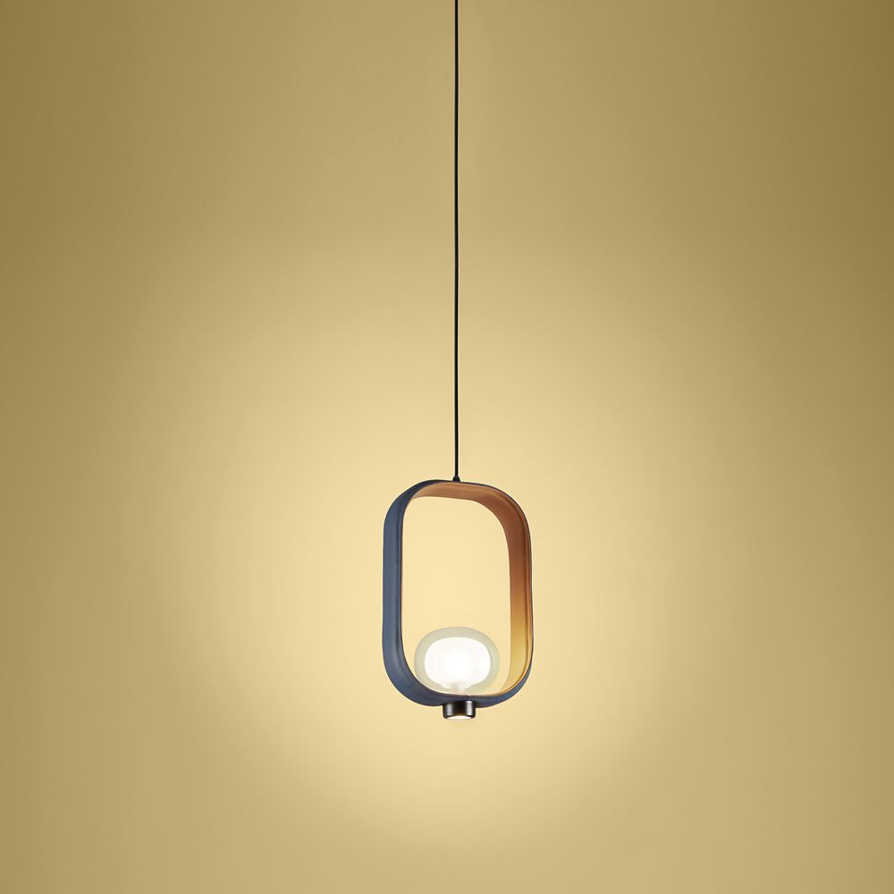 Italienische Pendelleuchte mit Glaskugel und Bügel