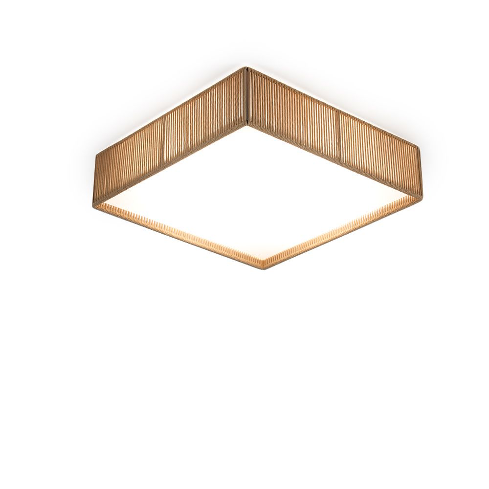 Grosse Eckige Deckenlampe Mit Farbigem Textil