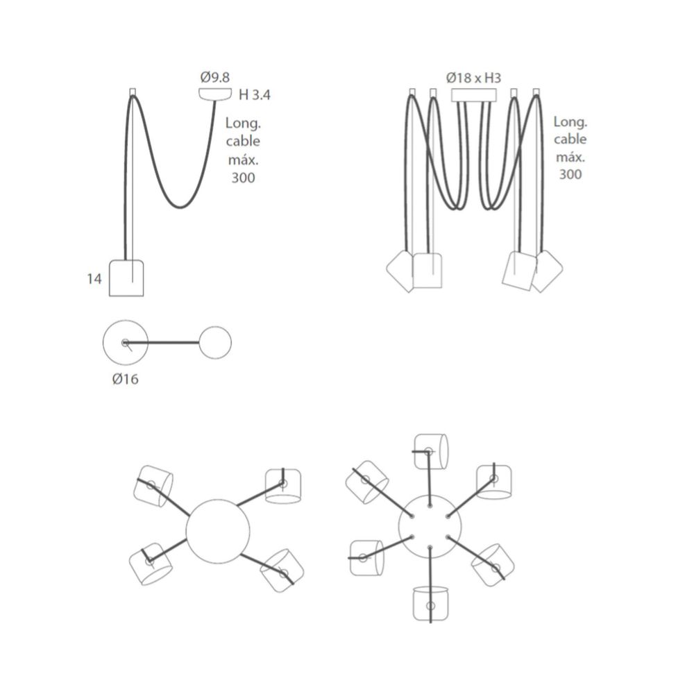 Hangeleuchtensystem 1 Bis 6 Justierbare Spotlampen