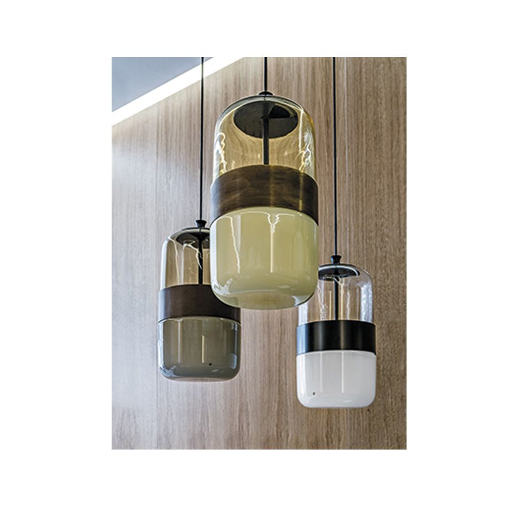 EKSED Glas-Pendelleuchte 40 Cm – Messingfassung, Mattgrau, E27, Max. 60W Für Küche & Wohnzimmer