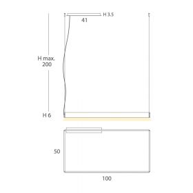 ESPADA LED pendant light in rectangular shape Abmessungen der 