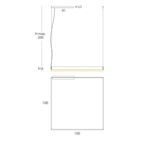 ESPADA LED Hngeleuchte in quadratischer Form Mae und Lngen der 100 cm Version.