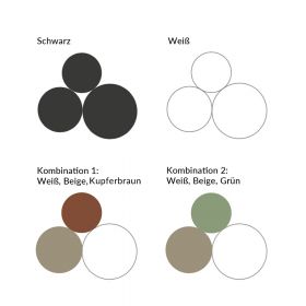 TARRO Deckenleuchte mit drei verschieden groen runden Metallschirmen Farbkombinationen der Deckenleuchte.
