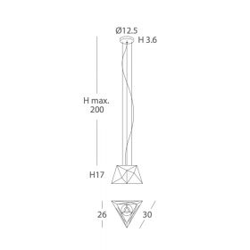 SOBRE Spanische Pendelleuchte mit geometrischem Metallschirm Abmessungen der 30 cm Version.