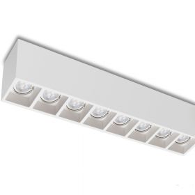 LOLO 8 Elongated ceiling spot made of ceramic material Lnglicher Deckenspot aus Keramik mit 8 Brennstellen.