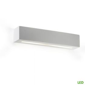 Langer Wandfluter mit LED mit Lichtaustritt up&down aus weißer Keramik