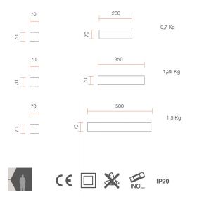 DAVE Lngliche LED Wandlampe aus Keramik