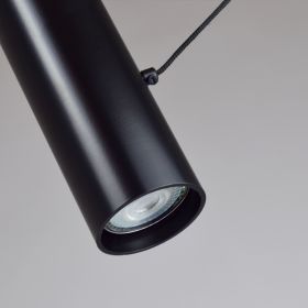 BEPPO Zylindrische Pendelleuchte mit einstellbarerem Spot - 1 bis 6 flammig Die Spotlampe verschwindet in der matt Schwarzen Metallrhre.