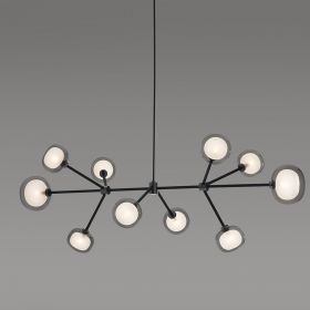 NABILA Moderner Kronleuchte 10-flammig Ausfhrung mit Schwarzchrom Elementen und Rauchglas.