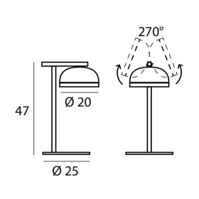 MOLLY Moderne Tischleuchte italienisches Design Abmessung der Tischleuchte mit 20 cm.