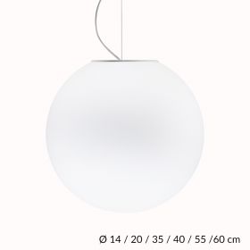 LUNAR pendant light with round, white glass